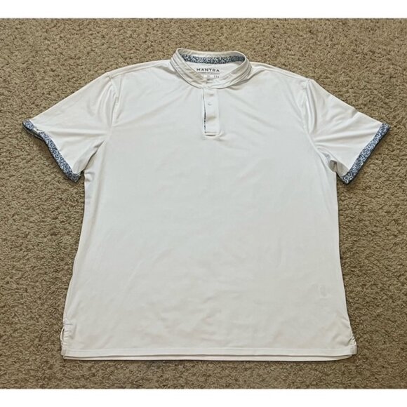 Mantra Golf Men White Catalyst Coral Contrast Golf Polo Shirt Size XXL 2XL EUC - Picture 1 of 4